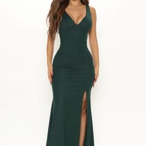 Fashion Nova Sexy Green Full-Length Dress, Size M